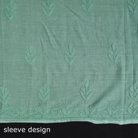 Green - Hand Embroidery Mul Cotton Chikankari Kurta Material - (3.1m) 63