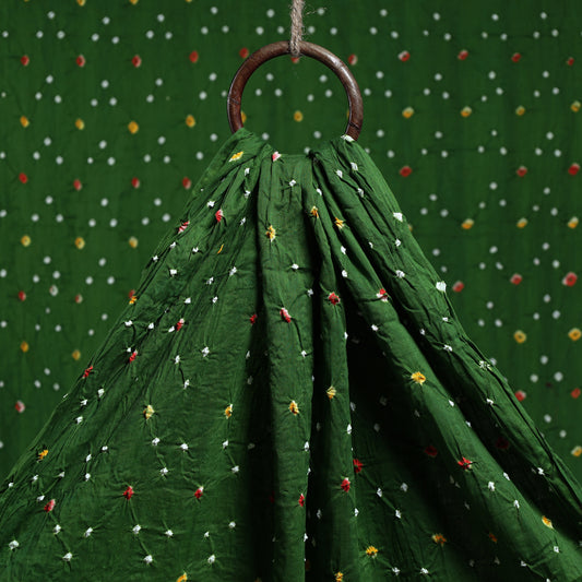 Green - Kutch Bandhani Tie-Dye Cotton Fabric 14