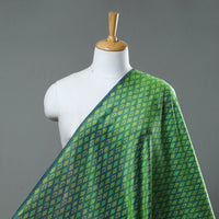 Green - Sico Silk Cotton Handwoven Pochampally Ikat Fabric 08