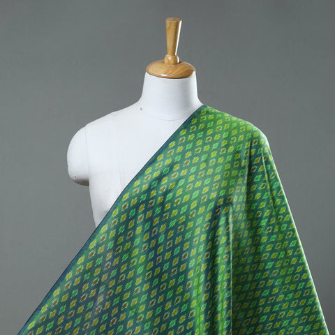 Green - Sico Silk Cotton Handwoven Pochampally Ikat Fabric 08