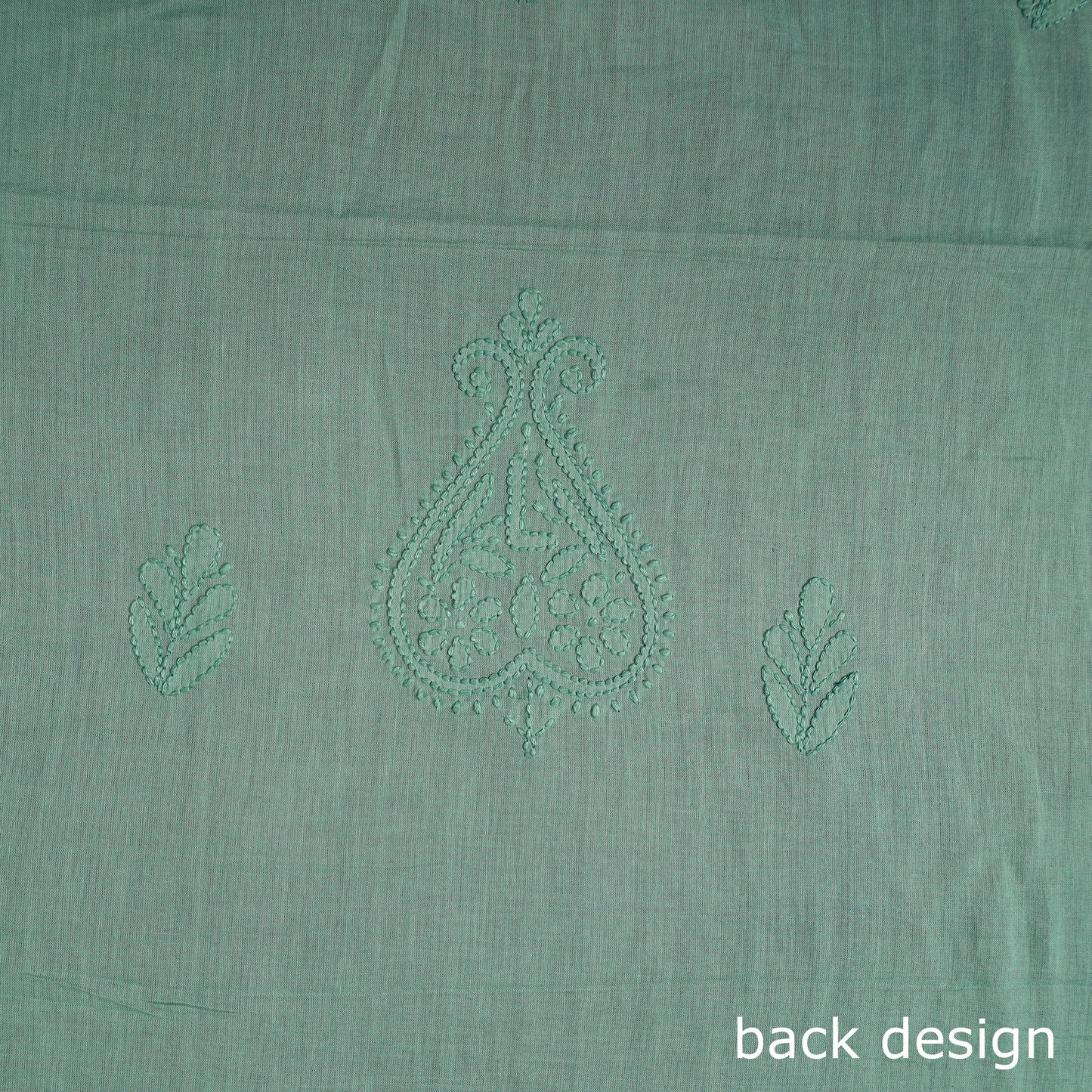 Green - Hand Embroidery Mul Cotton Chikankari Kurta Material - (3.1m) 63