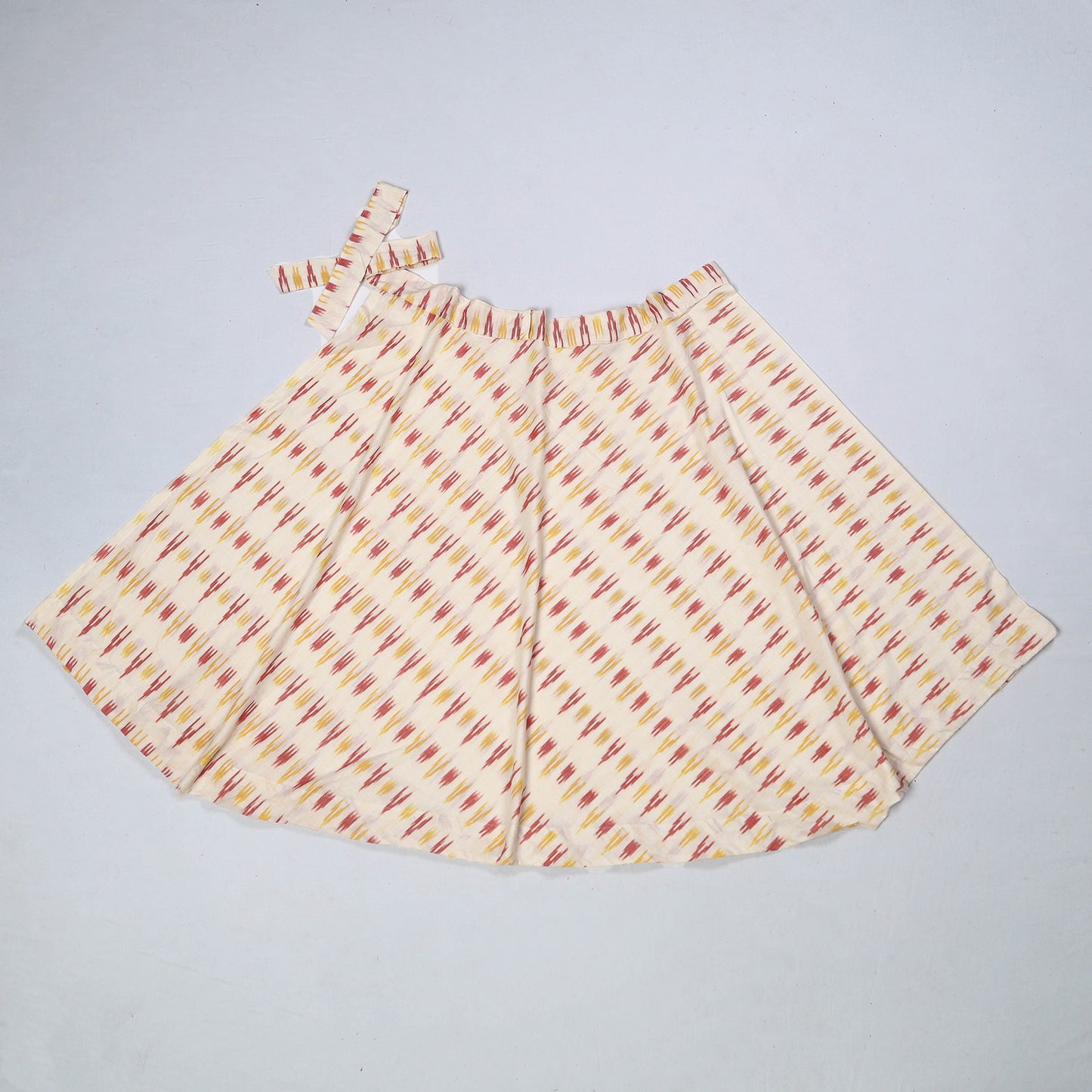 White - Pochampally Ikat Cotton Wrap Around Skirt 08