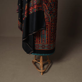Black - Woolen Digital Print Unstitched Dress Material: Kurta, Bottom & Dupatta 48