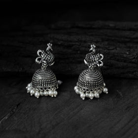 Black - saanjh bela peacock oxidised necklace set