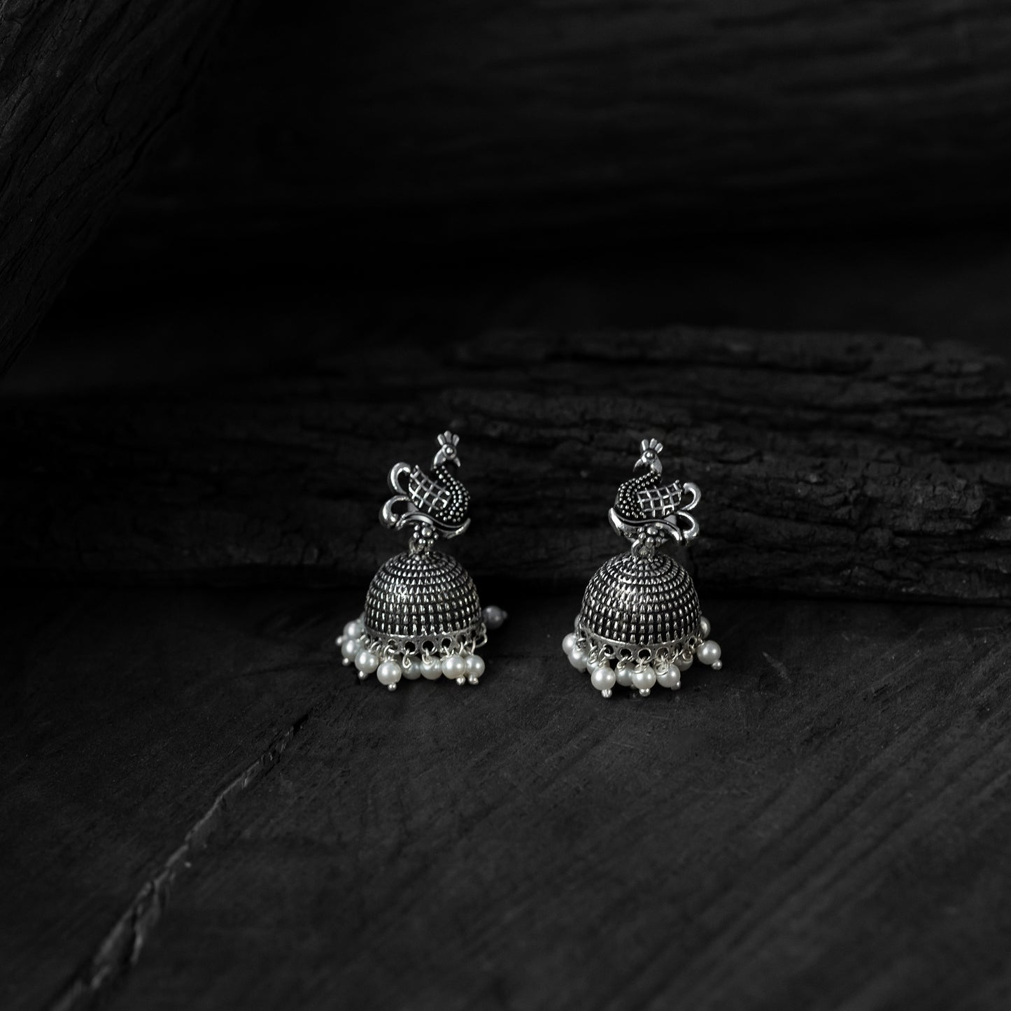 Black - saanjh bela peacock oxidised necklace set