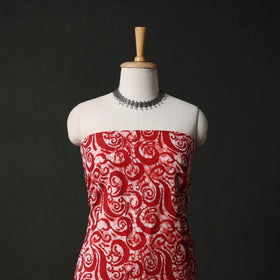 Hand Block Batik Print Cotton 2pc Unstitched Dress Material Kurta Set with Earrings 01