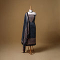 Ajrakh Hand Block Print Natural Dyed Modal Silk Unstitched Dress Material: Kurta with Dupatta 22