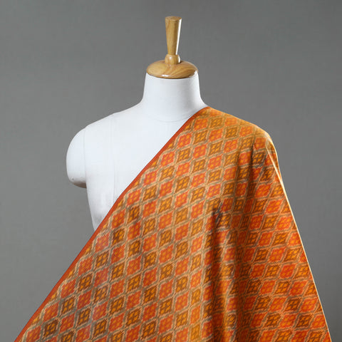 Orange - Sico Silk Cotton Handwoven Pochampally Ikat Fabric 11