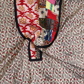 Beige - kalamkari cotton unstitched kurta material