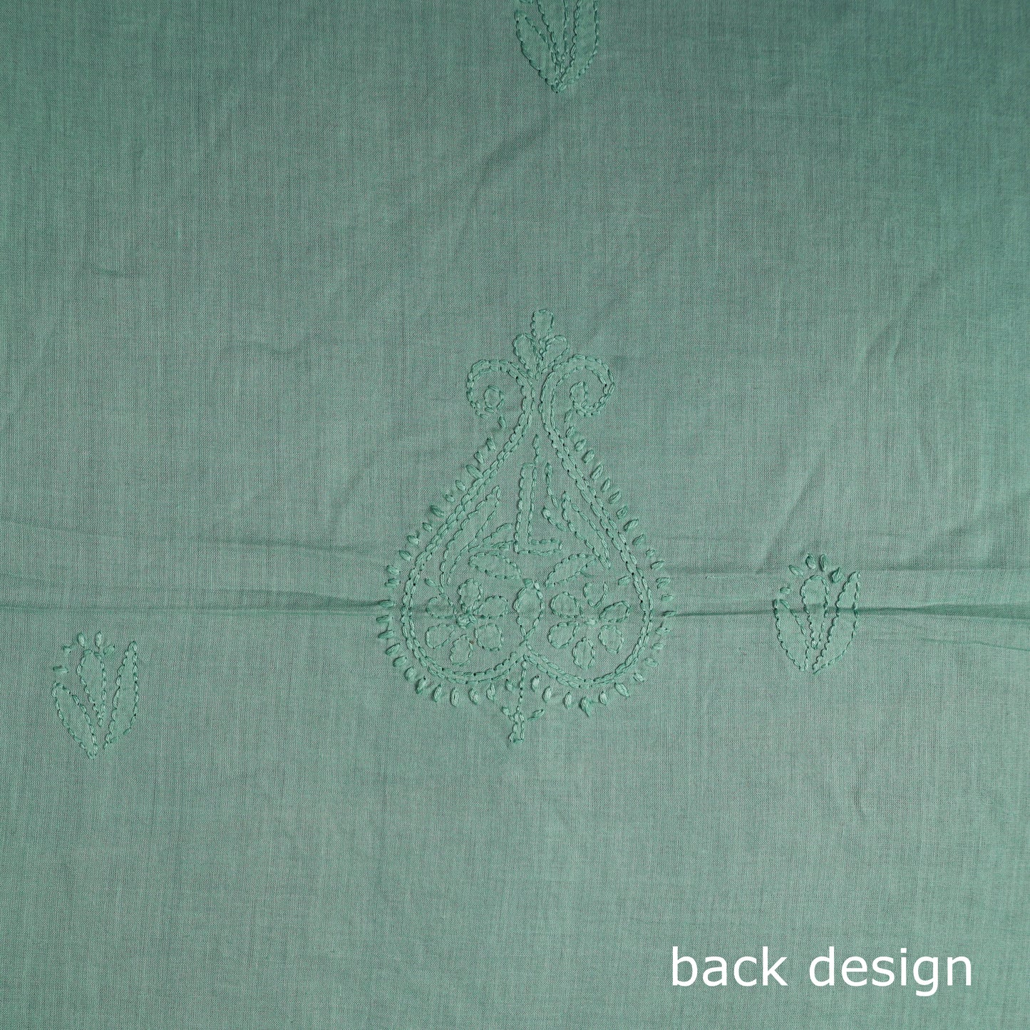 Green - Hand Embroidery Mul Cotton Chikankari Kurta Material - (3.1m) 64