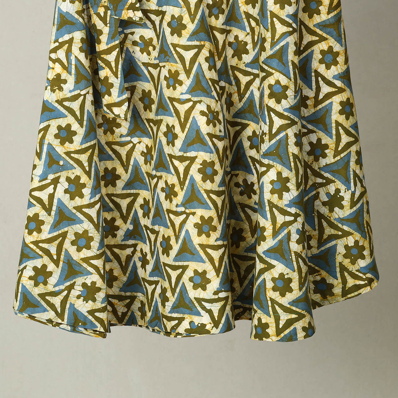 Green - Hand Batik Print Cotton Wrap Around Skirt 13