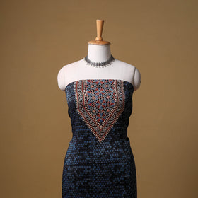 Ajrakh Hand Block Print Natural Dyed Modal Silk Unstitched Dress Material: Kurta with Dupatta 22