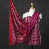 Red - Kutch Print Cotton 3pc Batik Dress Material 06