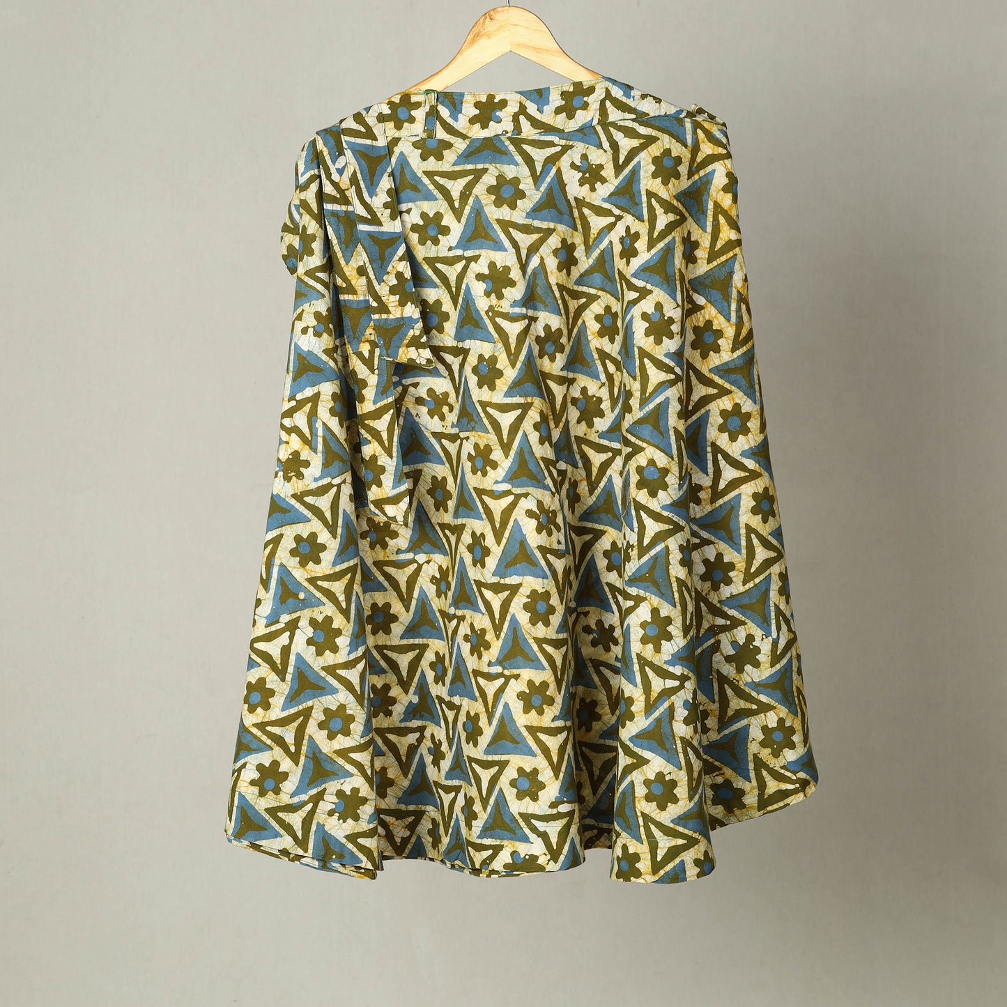 Green - Hand Batik Print Cotton Wrap Around Skirt 13