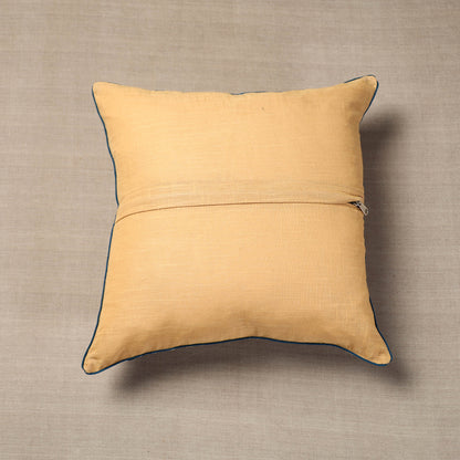 Beige - Kalamkari Block Printed Cotton Cushion Cover (16 x 16 in)