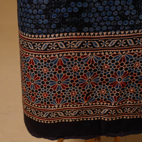 Ajrakh Hand Block Print Natural Dyed Modal Silk Unstitched Dress Material: Kurta with Dupatta 22