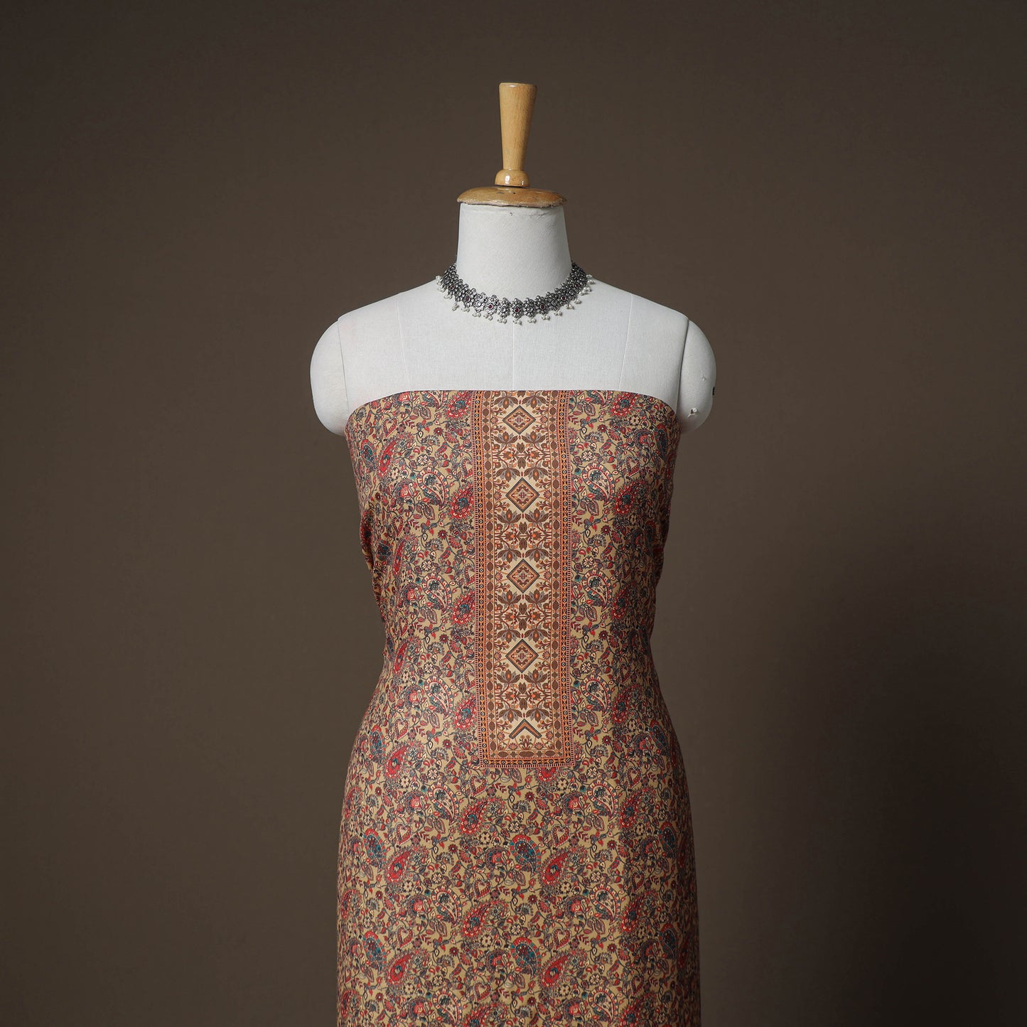 Brown - Woolen Digital Print Unstitched Dress Material: Kurta & Bottom 46