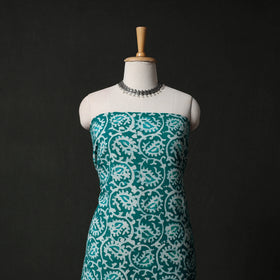 Hand Block Batik Print Cotton 2pc Unstitched Dress Material Kurta Set with Earrings 02