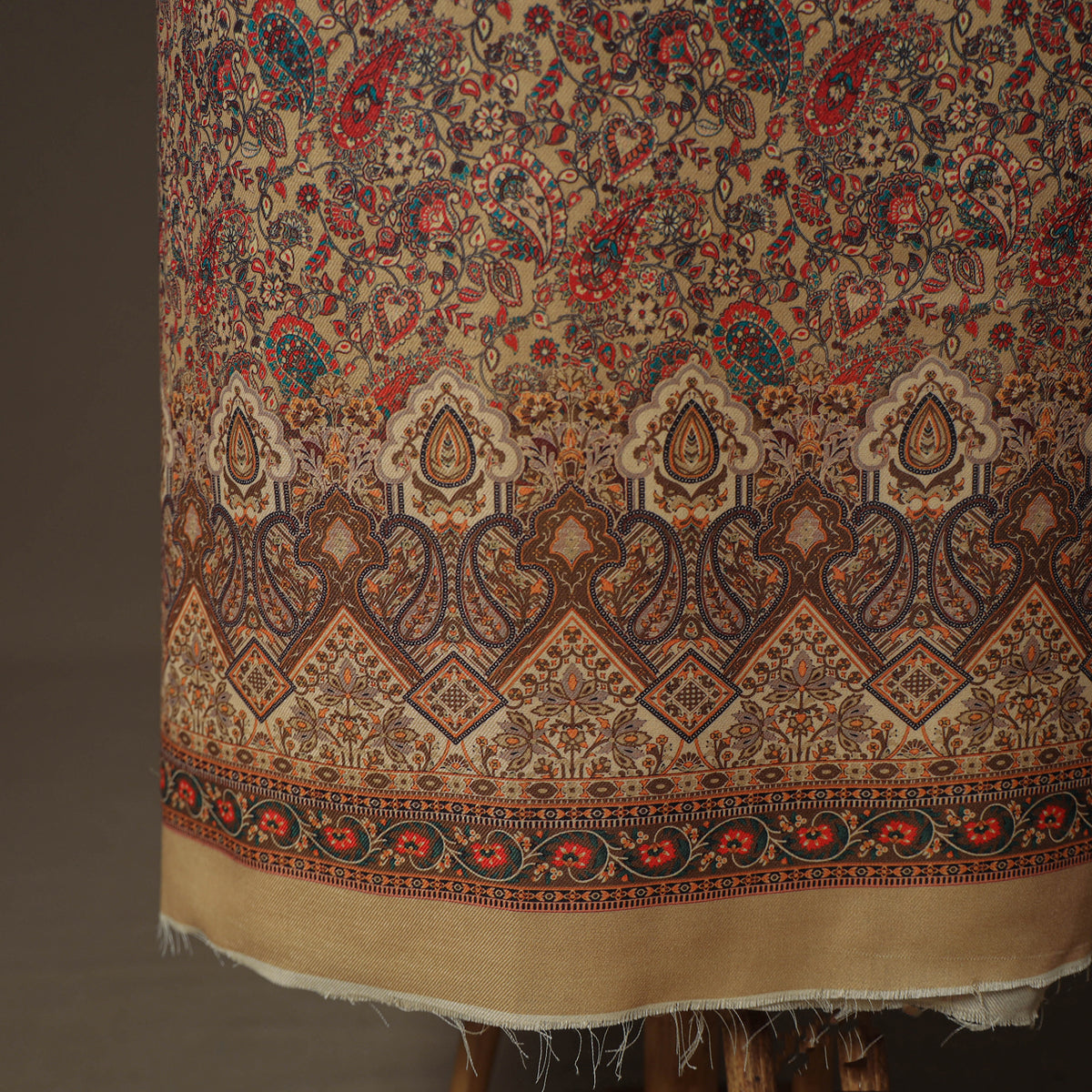 Brown - Woolen Digital Print Unstitched Dress Material: Kurta & Bottom 46