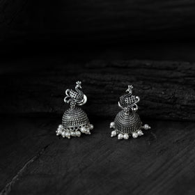 Light grey - saanjh bela peacock oxidised necklace set