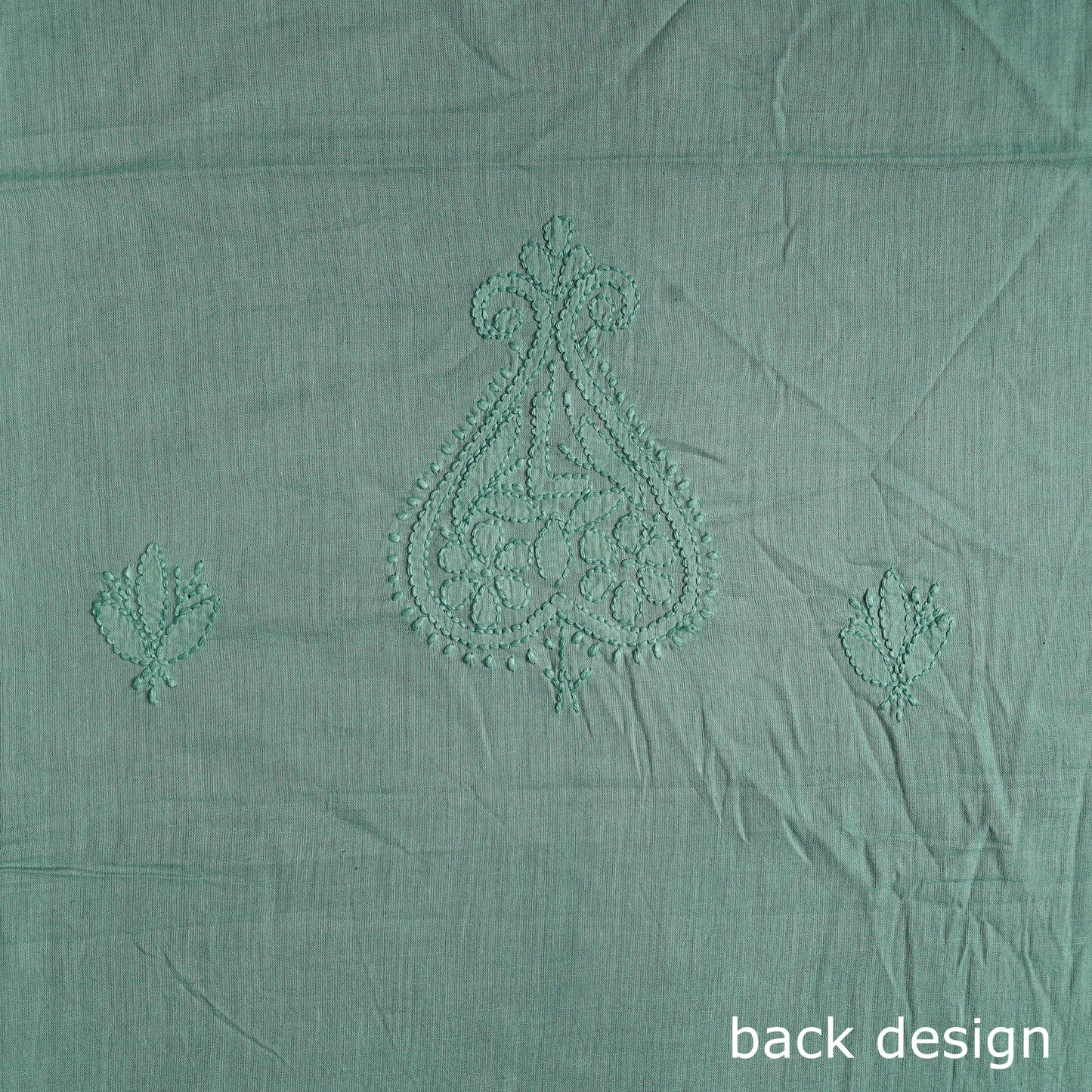 Green - Hand Embroidery Mul Cotton Chikankari Kurta Material - (3.1m) 65