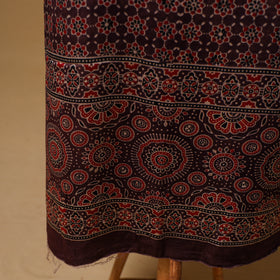 Ajrakh Hand Block Print Natural Dyed Modal Silk Unstitched Dress Material: Kurta with Dupatta 20