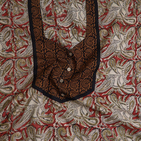 Red - kalamkari cotton unstitched kurta material