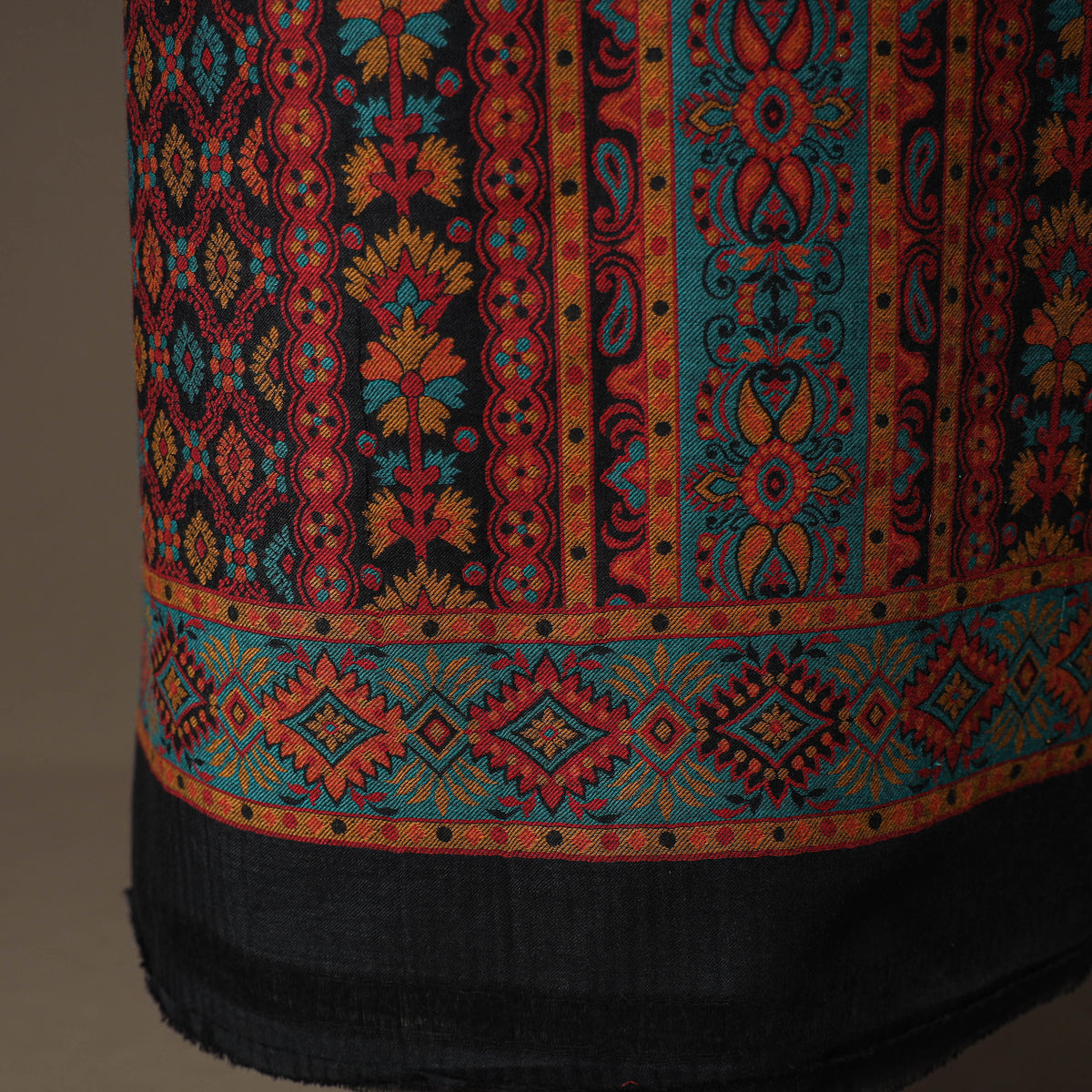 Black - Woolen Digital Print Unstitched Dress Material: Kurta & Bottom 47