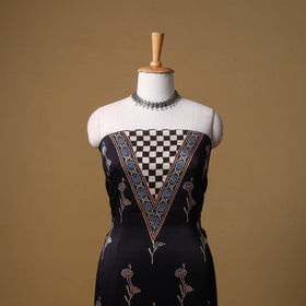 Ajrakh Hand Block Print Natural Dyed Modal Silk Unstitched Dress Material: Kurta with Dupatta 21