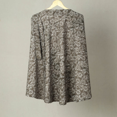 Grey - Hand Batik Print Cotton Wrap Around Skirt 23