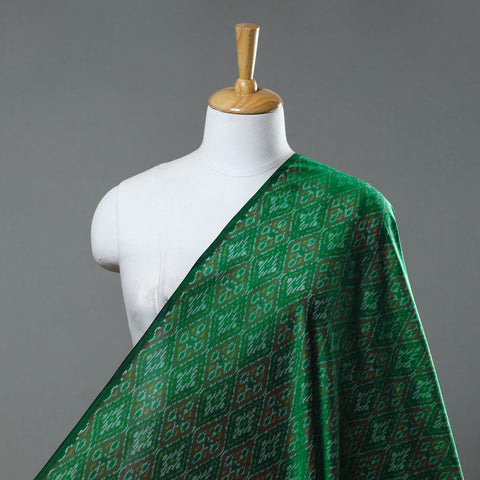 Green - Pure Sico Silk Cotton Handwoven Pochampally Ikat Fabric 16