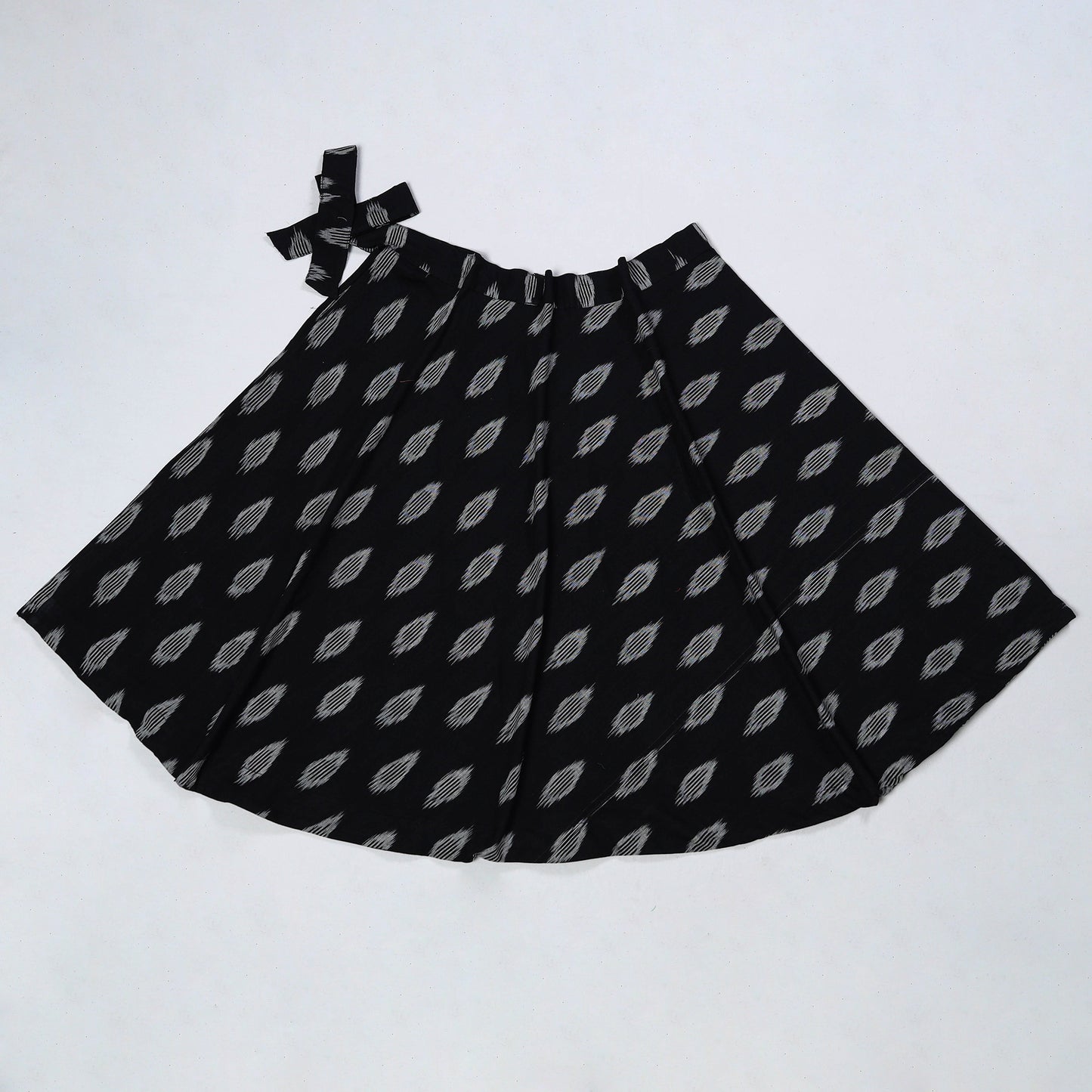 Black - Pochampally Ikat Cotton Wrap Around Skirt 21