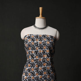 Hand Block Batik Print Cotton 2pc Unstitched Dress Material Kurta Set with Earrings 03