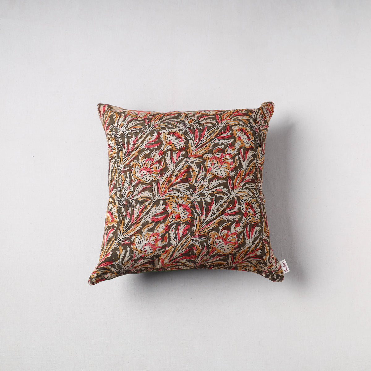Kalamkari Print Chanderi Silk Cushion Cover (16 x 16 in) 33