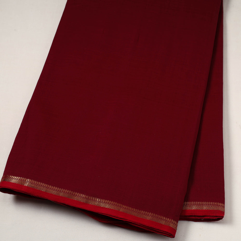 Red - Handloom Mangalagiri Cotton Fabric with Zari Border 02