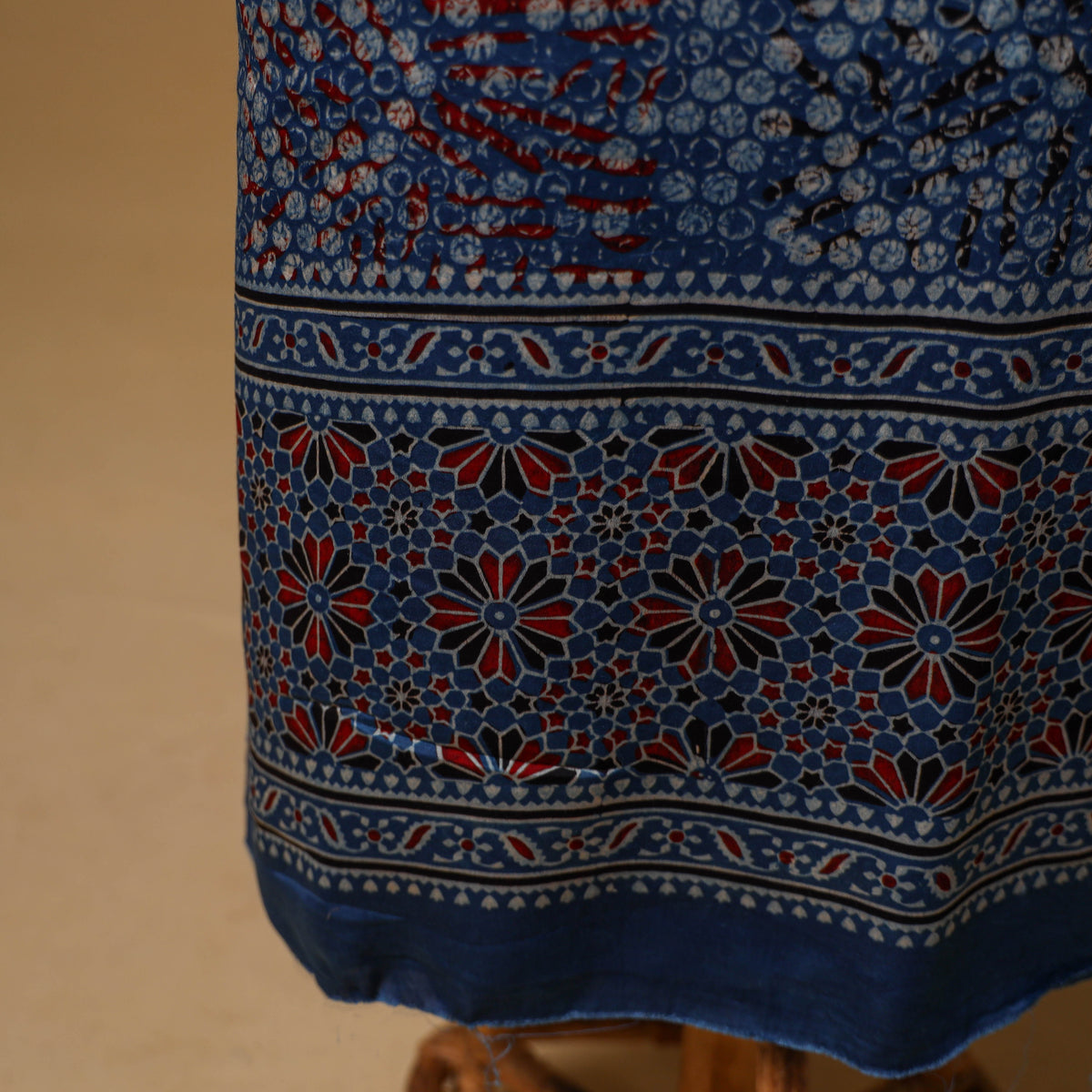 Ajrakh Hand Block Print Natural Dyed Modal Silk Unstitched Dress Material: Kurta with Dupatta 23