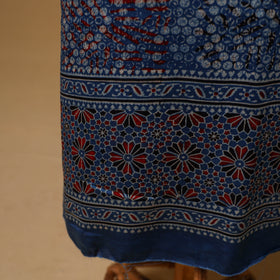 Ajrakh Hand Block Print Natural Dyed Modal Silk Unstitched Dress Material: Kurta with Dupatta 23
