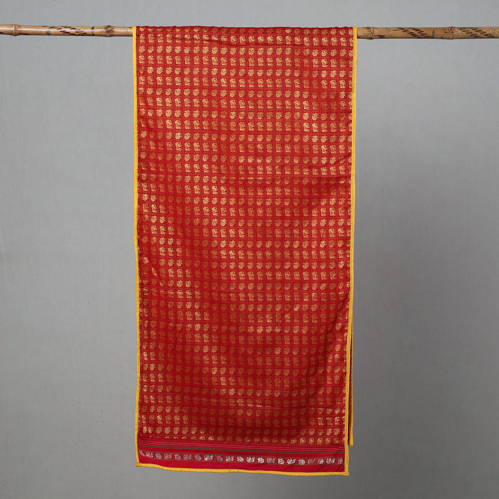 Red - Cotton Khun Weave Stole 29