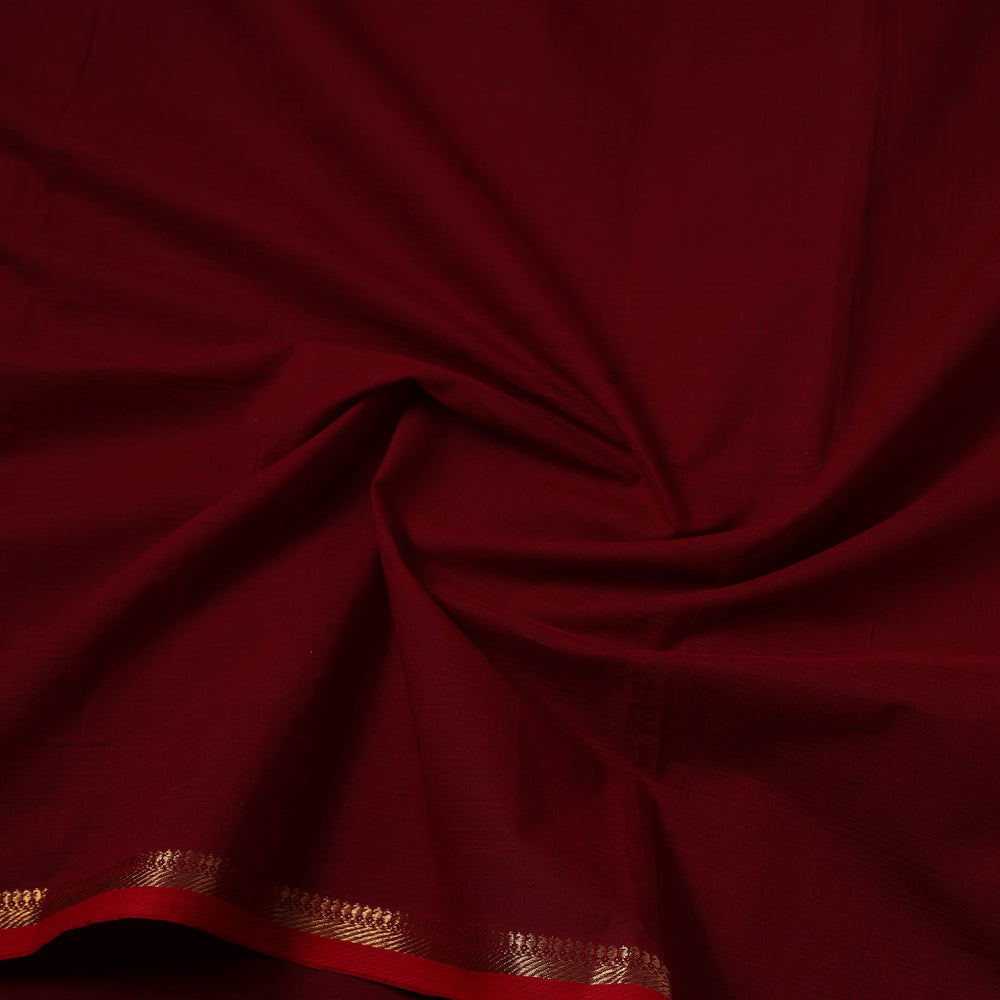 Red - Handloom Mangalagiri Cotton Fabric with Zari Border 02