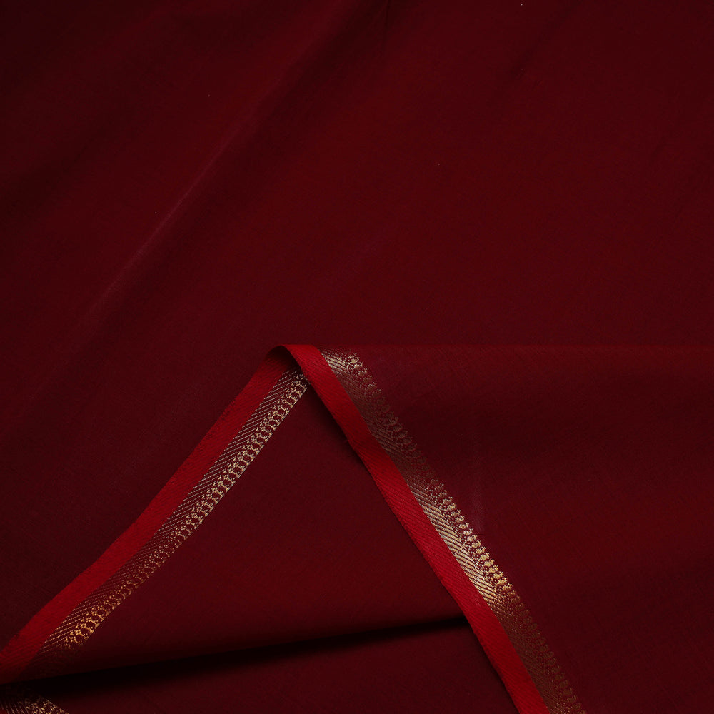 Red - Handloom Mangalagiri Cotton Fabric with Zari Border 02