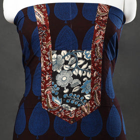 Blue - bagh cotton unstitched kurta material with patchwork