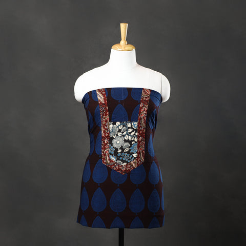 Blue - bagh cotton unstitched kurta material with patchwork