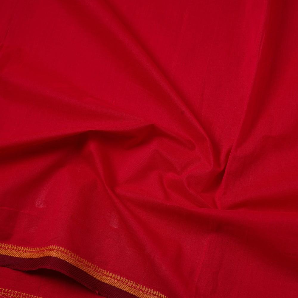 Red - Handloom Mangalagiri Cotton Fabric with Thread Border 03