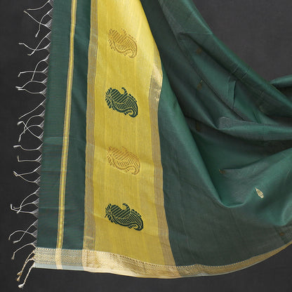 Yellow - 2pc Maheshwari Silk Handloom Suit Material Set with Zari Border