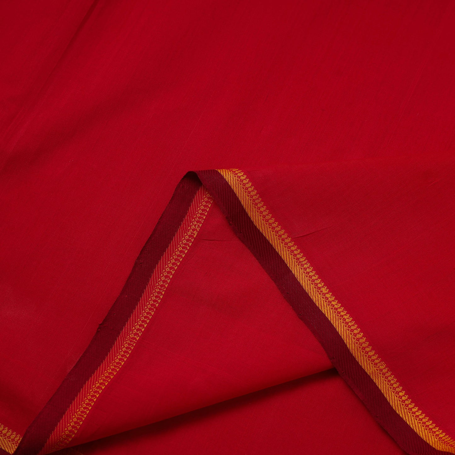 Red - Handloom Mangalagiri Cotton Fabric with Thread Border 03