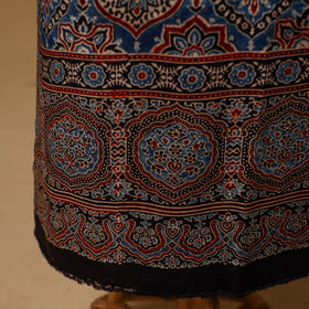 Ajrakh Hand Block Print Natural Dyed Modal Silk Unstitched Dress Material: Kurta with Dupatta 24