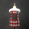 Red - bagh cotton unstitched kurta material with patchwork