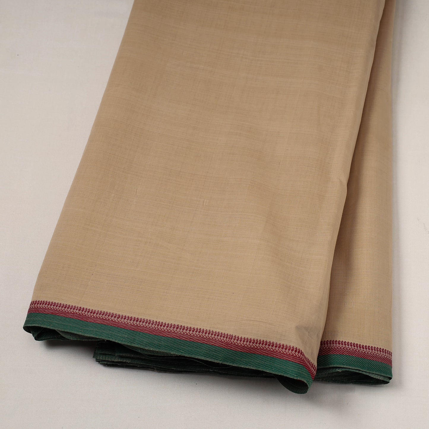 Brown - Handloom Mangalagiri Cotton Fabric with Thread Border 04