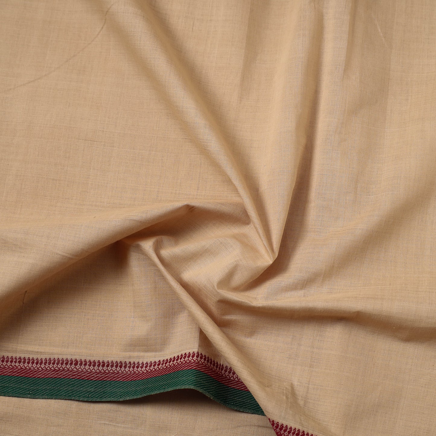 Brown - Handloom Mangalagiri Cotton Fabric with Thread Border 04