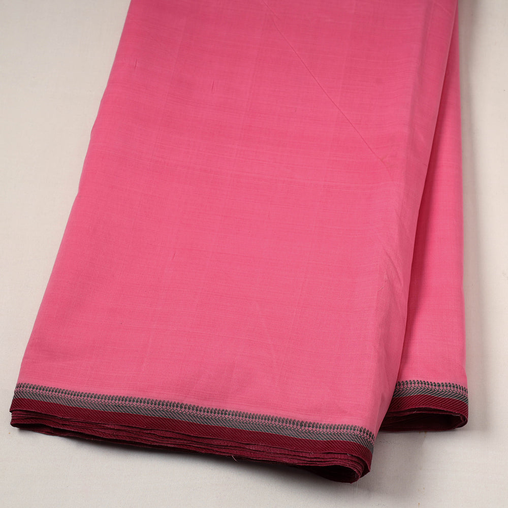 Pink - Handloom Mangalagiri Cotton Fabric with Thread Border 05